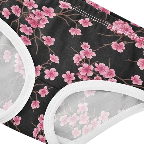 Girls Underwear Toddlers 2t Cotton Little Girl Panties Flower Kids Briefs Undies Pink Cherry Blossom Floral Black4