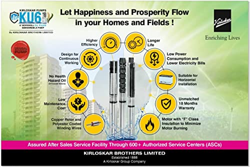 Image of Kirloskar KU4-0321 1.5HP 4 Inch 32 MM outlet 21 stages Oil Filled Submersible Pump, D12930152180E