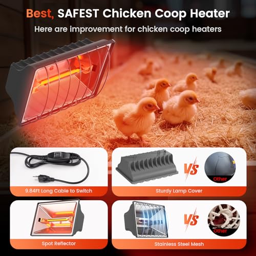 Chicken Brooder Heat Lamp 250W AntiScald Aluminum Lamp Brooder Heater Lamp