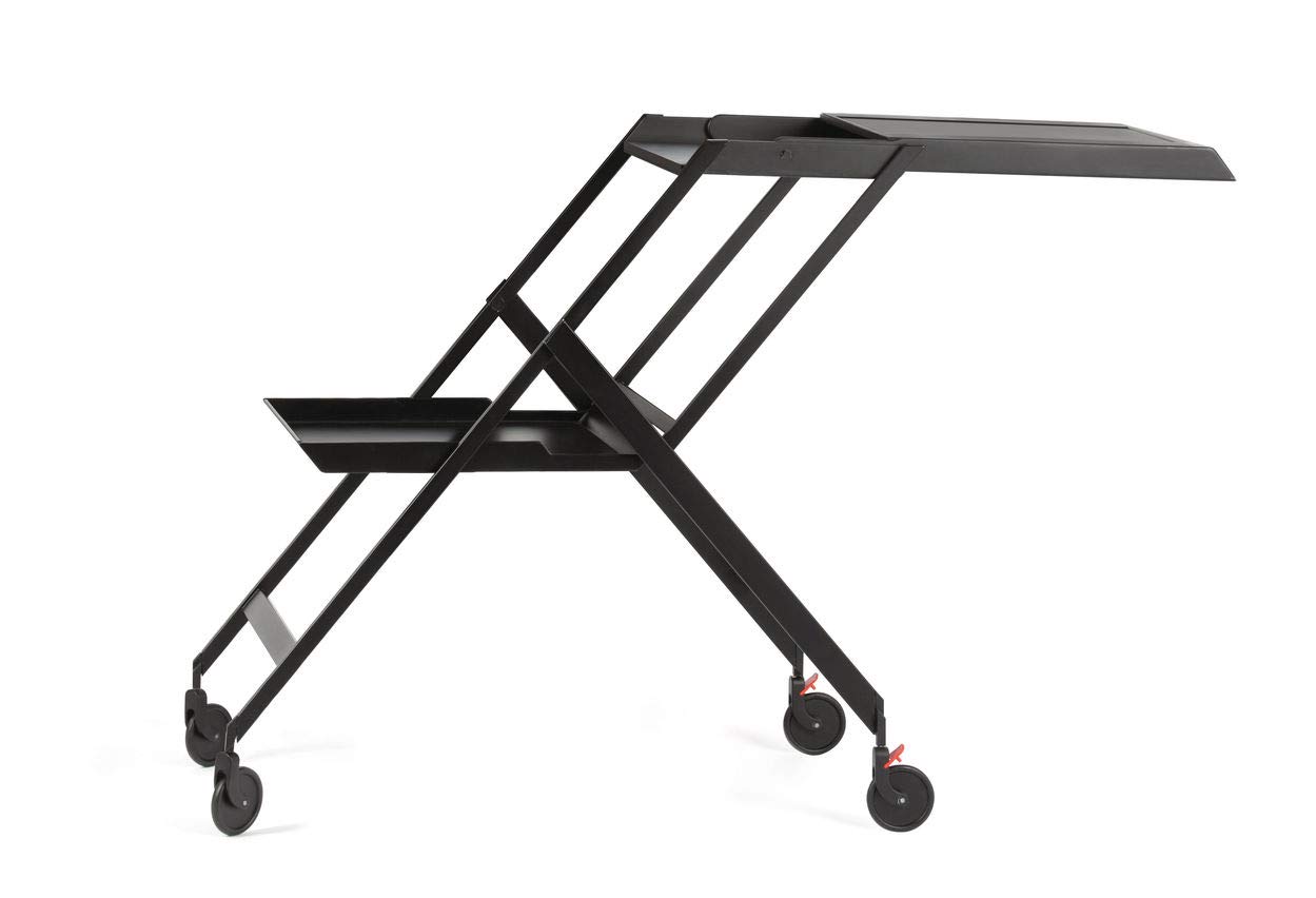 Alessi Plico RS11 B - Carrello Pieghevole Portavivande Multi-uso, Acciaio Colorato con Resina Epossidica, Nero