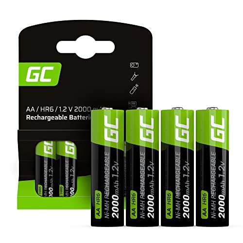 Green Cell Batterie Ricaricabili AA 2000mAh Ni-MH – 4 Pezzi di Batterie AA 1.2V per Uso Quotidiano, Ideali per Telecomandi, Giocattoli e Altri Dispositivi Elettronici