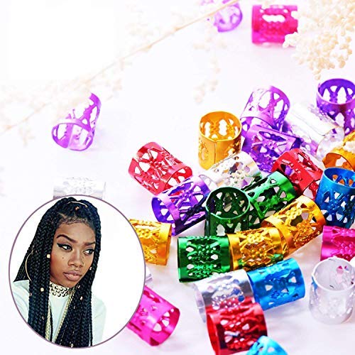 VinBee 140 Pieces Dreadlocks Metal Hair Cuffs Hair Braiding Beads Filigree Hair Accessory, Assorted Colors