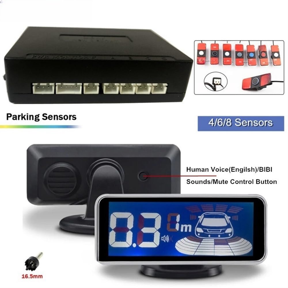 Sensore di Assistenza al parcheggio PDC Schermo a ultrasuoni Sensore di parcheggio per Auto 4/6/8 Radar Anteriori Posteriori Parktronic Rilevatore Argento Nero (6 sensori/Bianco)