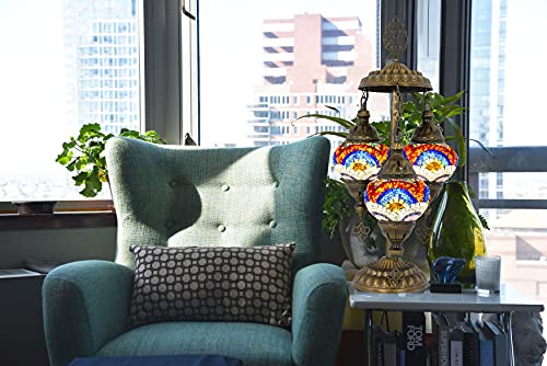 Mozaist Turkish Lamp, Decorative Boho Lamp, Moroccan Mosaic Table Light For Bedroom, Living Room, Antique Bedside Vintage Bohemian Lampshade, Us Plug, Rainbow #TOP5