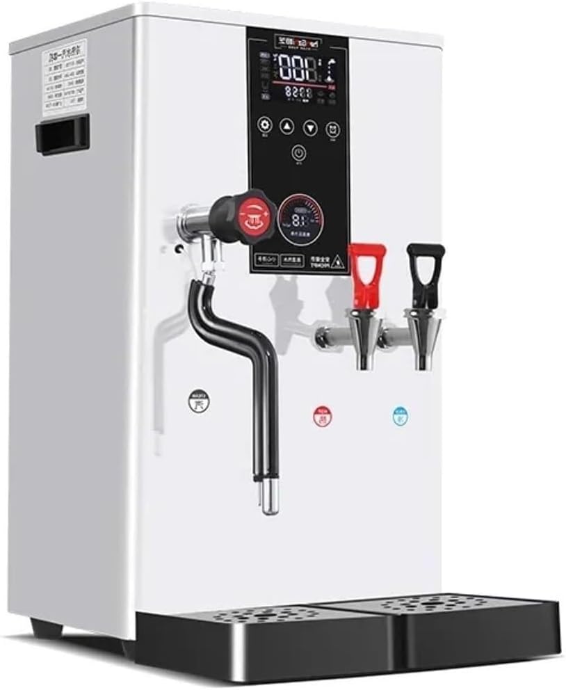 Commercial Automatic Milk Frother Steam Water Boiler 3000W 50L/h Electric Milk Frother for Coffee Milk Tea Dessert with LED Display and Pressure Gauge(White)