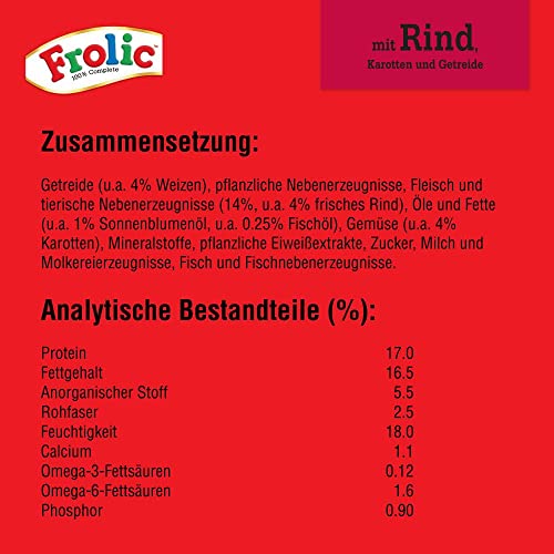 Frolic Hundefutter Trockenfutter mit Rind, Karotten und Getreide, 5 Beutel (5 x 1,5kg)