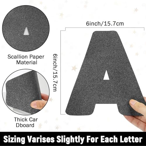 Image of Qyeahkj 150 PCS Large 6 inch Font Letters and Punctuation Set Glitter Gray Classroom Alphabet Cutout for Bulletin Board Display Home School A Great Helper to Inspire Students' Learning Interest