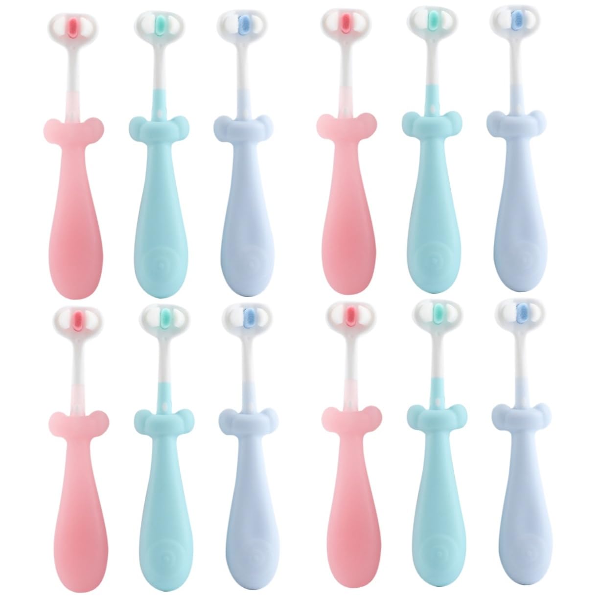 VALICLUD 4 Set Spazzolini Per Setole Morbide Spazzolino Manuale Carino E Antiscivolo Dei Denti Dei Piccoli 3 Pezzi*4
