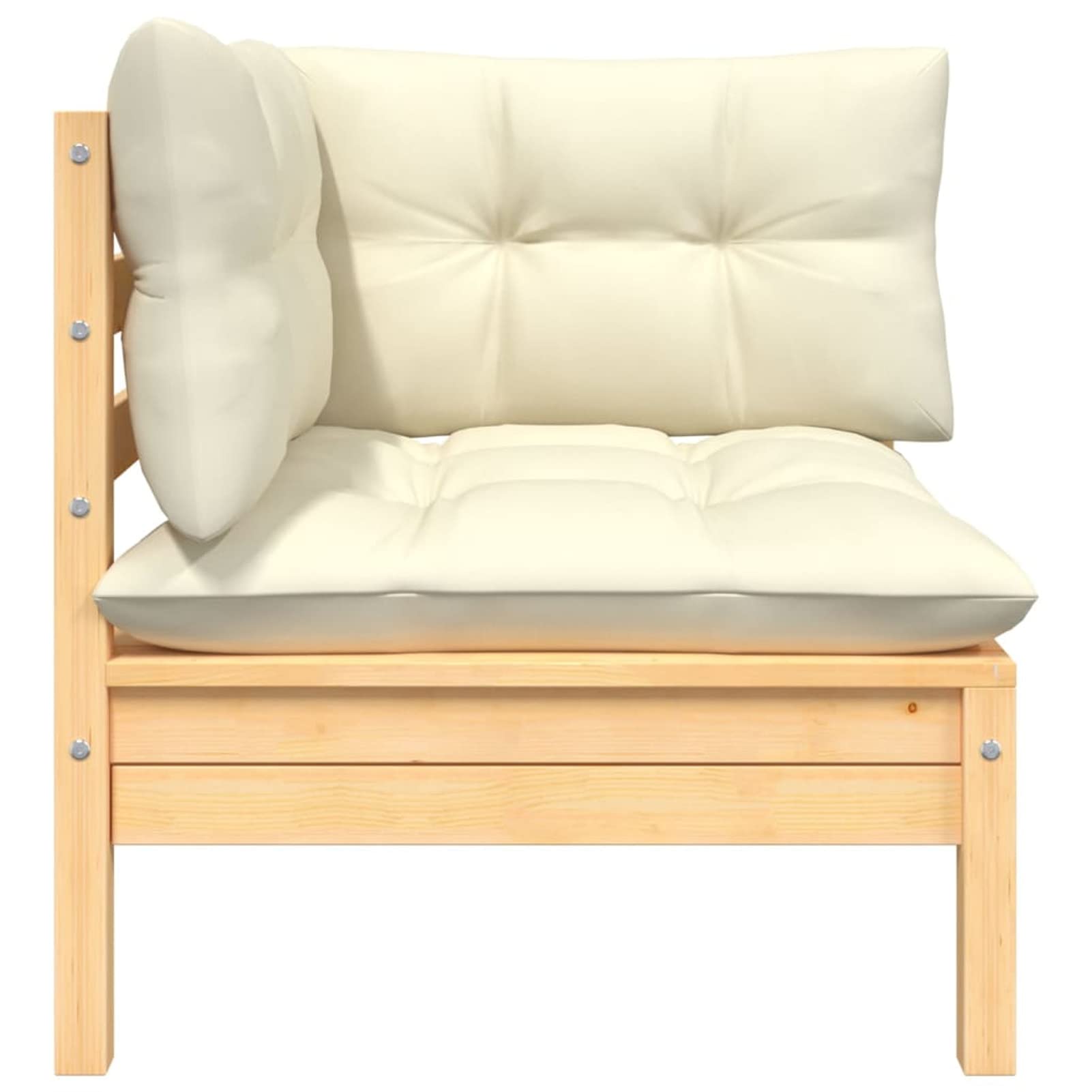 Homgoday Sofá de jardín de 2 plazas Madera Maciza Pino con Cojines cremasofa Exterior palets Madera Sofa palets Exterior Marrón y cremaSofá de Esquina (2 Unidades)