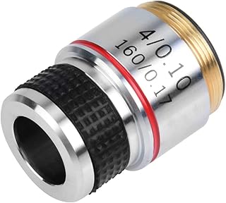 Objective Lens, Clear Image Microscope Objective 185 Conjugate Distance Aluminum Shell with Copper Mirror Body for Lab