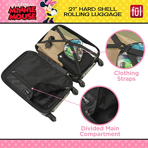 Image of FUL Disney Golden Minnie Mouse Carry On Luggage, Hardshell Rolling Suitcase with Spinner Wheels, Black, Black, Disney Golden Minnie Mouse Carry on Luggage, Hardshell Rolling Suitcase With Spinner