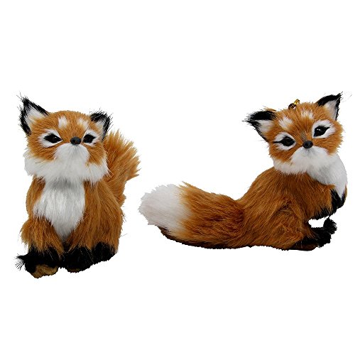 Kurt S. Adler Kurt Adler 4.5-Inch Plush Set Of 2 Fox Ornaments, Brown, 2 Piece #TOP1