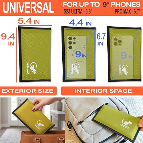 Image of Faraday Bag, Anti-Tracking GPS RFID Car Key Signal Blocker Wallet Shielding Pouch Protective Case for Cell Phone Car Key FOB, Data Privacy, Electronic Device Security (YELLOW - NYLON)