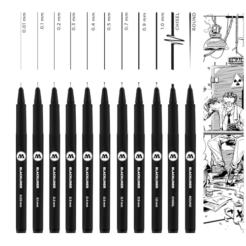 MOLOTOW Blackliner schwarz permanent, 0,05 bis 1,0 mm