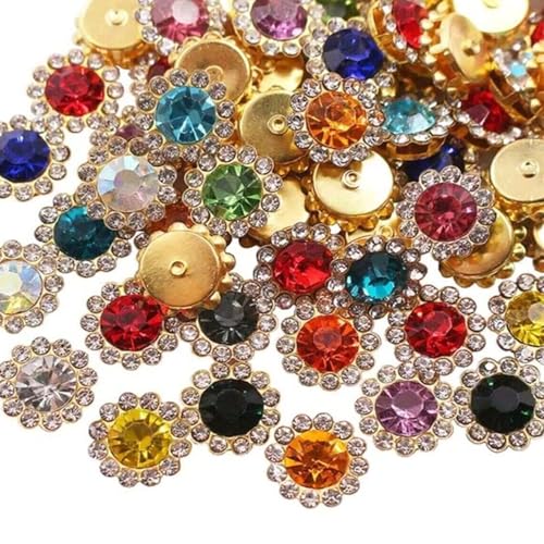 omiinitio 200 piezas de diamantes de imitación de flores para coser, parte trasera plana, vidrio transparente con agujero para vestido, ropa, zapatos, bolsa, joyas, accesorios de ropa