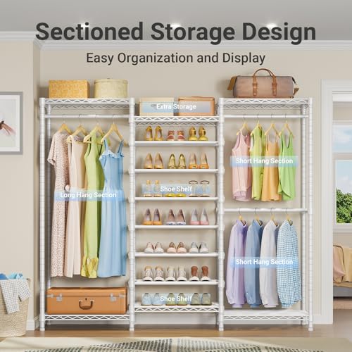 Image of VIPEK S3 Freestanding Clothes Rack with 8-Tier Shoe Shelves, White