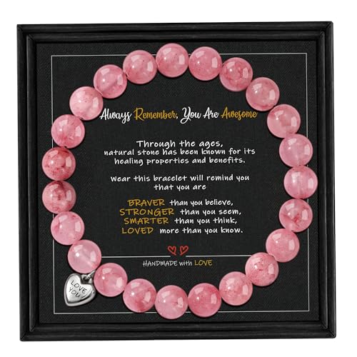 Stocking Stuffers for Teens, Christmas Gifts for Mom from Daughter Beaded Bracelets for Women Teen Girl Gifts Adjustable Charm Link Bead Birthday Graduation Gift for Her Girlfriend Sister