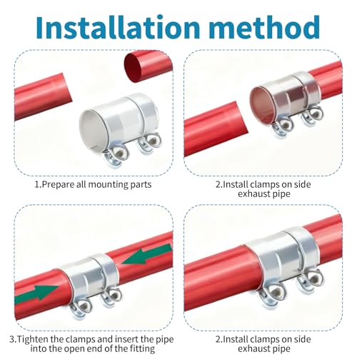 50 mm Auspuffschelle Rohrverbinder, Edelstahl Auspuff Schellen Reparaturschelle Verbindung Klemmen mit Doppelschelle Auto Abgasanlage (Ø 50mm / L: 95mm)