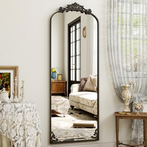 Koonmi Vintage Gewölbter Standspiegel Ganzkörperspiegel, 76x165 cm, Bruchsicher Stehspiegel in voller Länge mit schönen Retro-Gravur Prozess für Schlafzimmer Flur, Antike