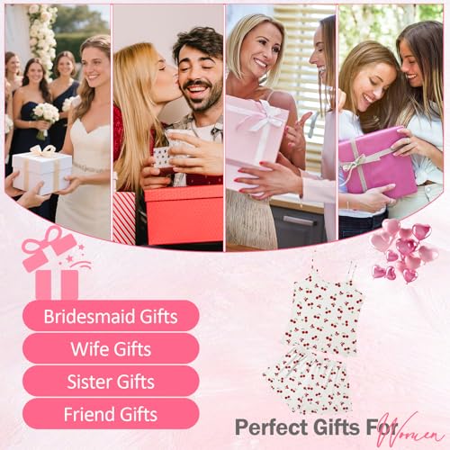 Image of American Trends Cute Pajamas for Women Strawberry Print Cami Top and Shorts Pj Set Two Piece Pajama Set Sleepwear Sleep Set