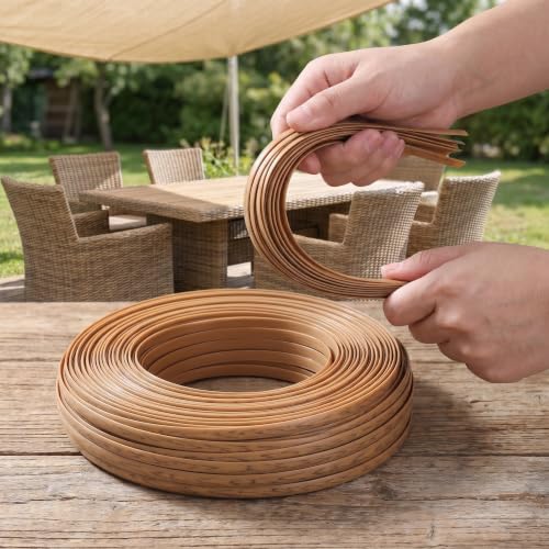 Kit de Reparación de Ratán con tiras marrones flexibles para mobiliario exterior 7