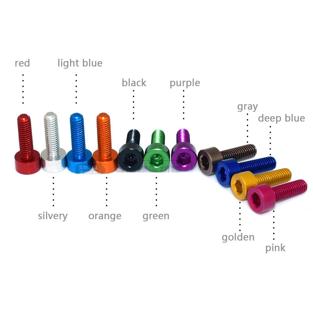 Śruby z łbem gniazdowym metryczne, Śruby z łbem walcowym M3 sześciokątnym 7075 Aluminium DIN912 Multicolor 50 szt. M3x6-10mm(Golden,M3x8mm)