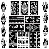 Koogel 18 Sheets 97PCS Henna Tattoo Stencil Kit, Reusable Mehndi Templates for Bridal Mehndi & Music Festivals — Indian Wedding, Bachelorette Party, Summer Body Art, Women Girls Kids