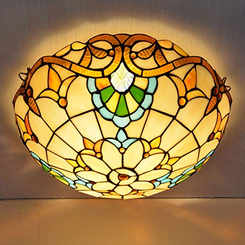 Plafonnier Baroque de Retro Art Stained Glass 16 Pouces luminaire salon E27