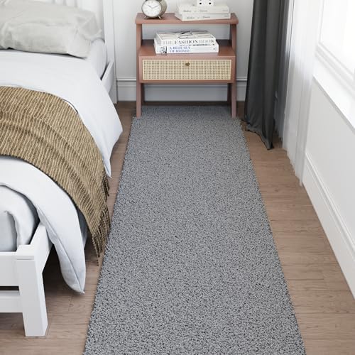 Tapete corredor shag gris 2' x 16' con base antideslizante