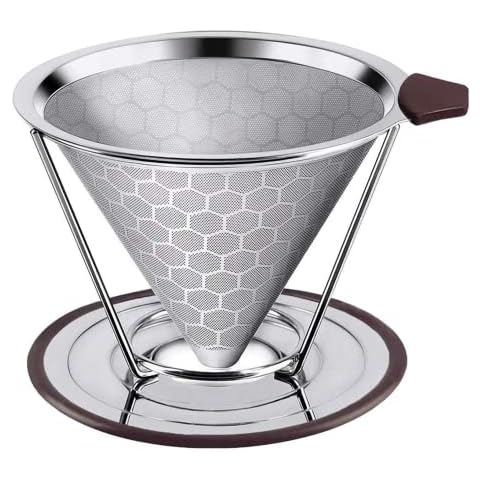 Pour Over Coffee Dripper, Reusable Coffee Filter Durable Stainless Steel Holder Mesh Funnel Baskets Coffee Filter Cover