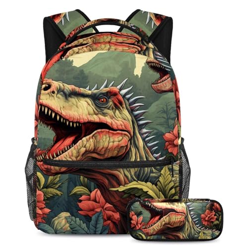 Cartable dinosaure grand format et trousse scolaire pour ado