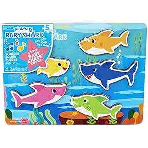 Spin Master Games, Pinkfong Baby Shark Musical Wood Sound Puzzle, Plays Viral Song, Baby Shark Toddler Toys, Christmas Gifts for Toddlers, for Ages 2+