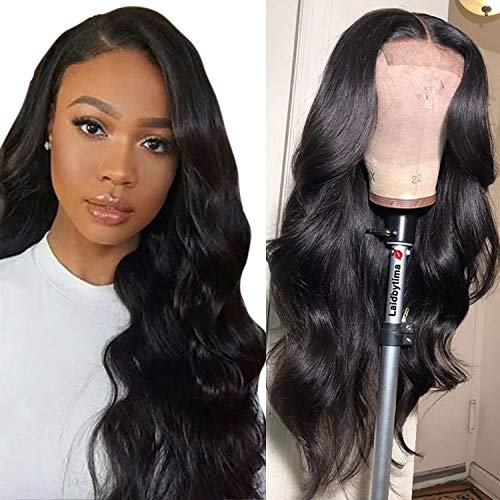 16inch 100% Human Hair Wigs Body Wave 4x4Inch Lace Closure Wig Brazilian Hair Wigs For Black Women 130% Density Virgin Hair Wigs Natural Color 10-20inches (16", Natural Color)