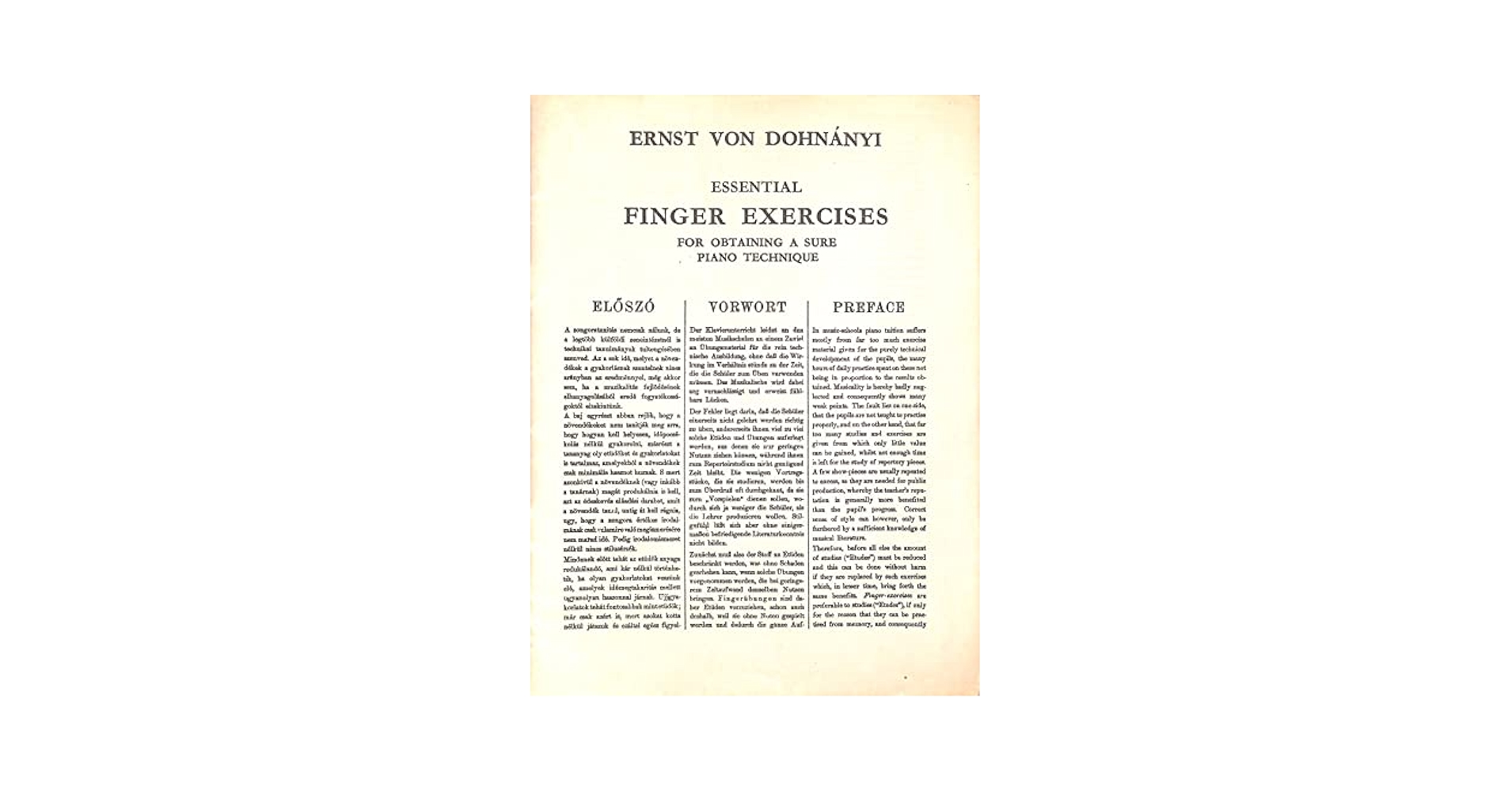 Dohnányi Essential Finger Exercisesドホナーニ Dohnányi: Essential Finger Exercises – Ficks Music