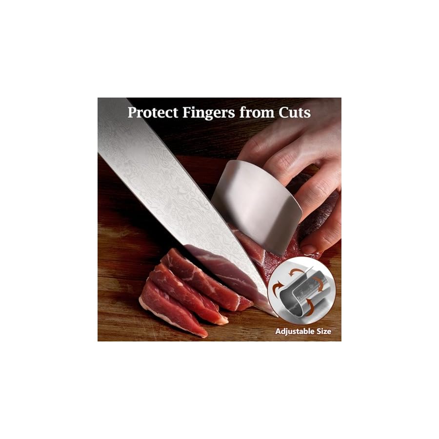 BULOFE 8" Professional Chef Knife, Super Sharp Chef's Knife with Finger Guard and Knife Sharpener, High Stainless Steel with Ergonomic Handle
