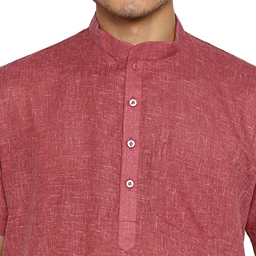 Image of Royal Kurta Mens Linen Half Sleeved Long Ethnic Kurta