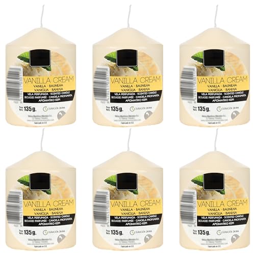 6 Stück Beige Duftkerze Duft Vanillecreme, Duft Stumpenkerzen 70x57mm...