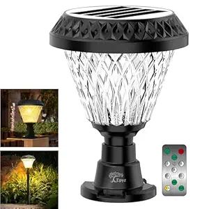 Epyz Solar Pillar Light Round Shape with 34 LEDs, 2000mah Battery, 3 Type of Lights, Application for Fence, Garden, Wall, Outdoor [ Round, Multicolor ]