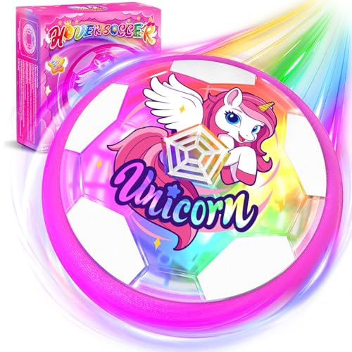 Licorne Ballon de Foot avec Lumière LED, Air Power Football Enfant Licorne Jouet Fille 3 4 5 6 7 8 9 10 11 Ans Cadeau Enfant 3-12 Ans Fille Intérieur Extérieur Jeux Foot Cadeaux de Noël Anniversaire