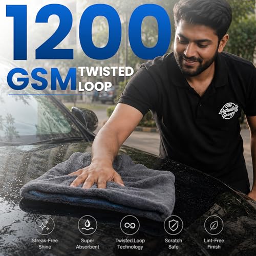 Image of Autofy Puretwist 1200 GSM Microfiber Cloth for Car & Bike - Double Sided Twisted Loop Drying Towel, Edgeless Plush Pile, Ultra Absorbent Lint Free Detailing Cloth, 40x40cm
