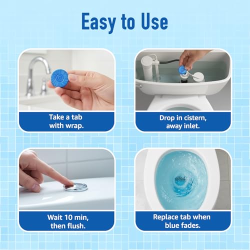 Image of Amazon Brand - Presto! Flush Tabs | 400 Gram | 50 Gram | 8 Tabs X Pack of 1 | Prevents Stains, Removes Limescale | Toilet Flush Tank Balls