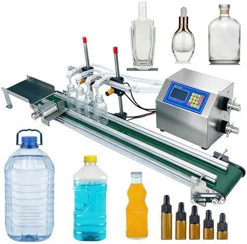 Small Liquid Filling Machine, Bottle Packaging with 4 Nozzles, LED Control Panel, 2 Modes, 1.2-6.5L/Min Flow Rate, 10-5000ml Capacity, Ideal for Home & Business Use