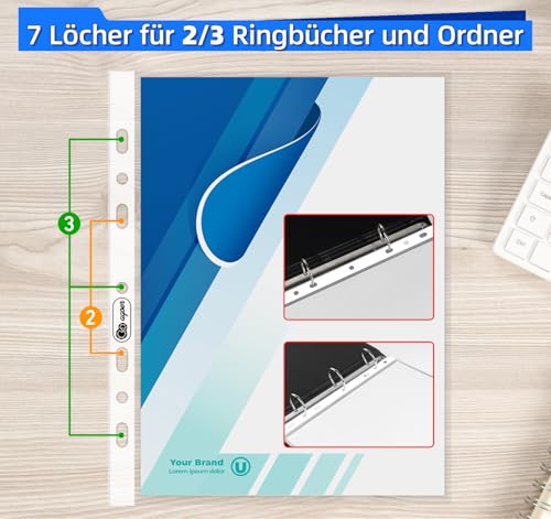 100 Stück glasklar Prospekthüllen DIN-A5, Extra Stark 160µ PP-Kunststoff Prospekthüllen Sammel-Taschen zum Schutz von Papier, Akten & Dokumenten