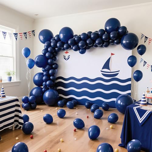 Image of Navy Blue Balloons Latex Party Dark Blue 10 Pack 36 inch Round Navy Balloons for Wedding Graduation Birthday Party Backdrop Decorations