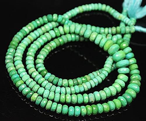 Miniatura 2 de Cuentas de piedra preciosa Rondelle facetada verde del Himalaya, hebra de 15 pulgadas, 0.157 in, 0.276 in
