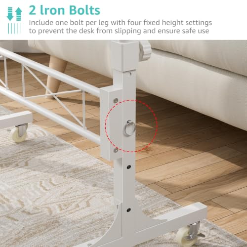 Image of WINAZ Rolling Standing Desk with Wheels, 32 inch Adjustable Height Small Portable Teacher Desk for Classroom, Mobile Treadmill Walking Pad Table for Laptop, Compact White Home Office Workstation