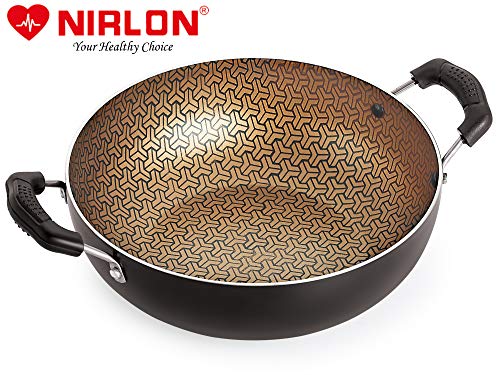 Image of Nirlon Majesty Non Induction Base Non Stick Aluminium 2 Piece Pots and Pan Set [Flat Dosa Tawa 26cm + Deep Kadhai 22cm - 1.8 Liter]