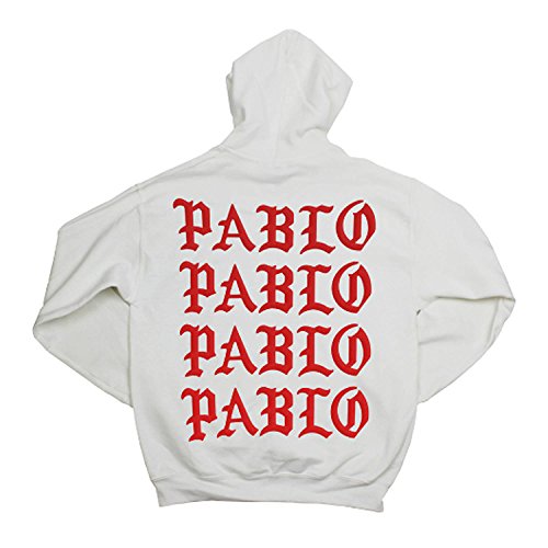 Yeezus Paris Pablo Pablo Pablo Pablo WHITE Hoodie - Paris Pop Up Shop - I Feel Like Pablo - (Large, White)