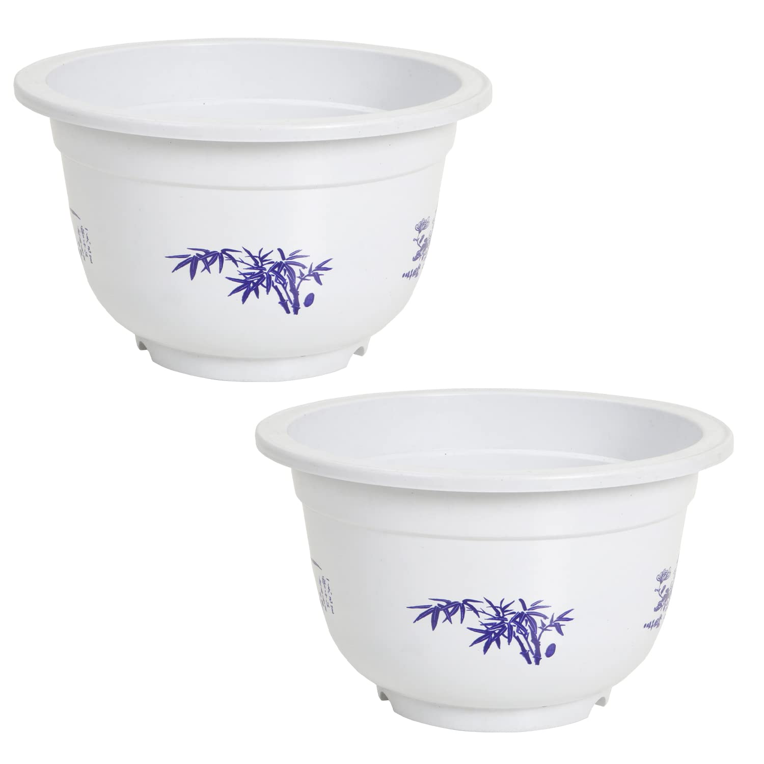 HOKIPO Round Planter Flower Shrub Herb Pot, Indoor and Outdoor Planter, White, Size 24 x 24 x 15 cm (Pack of 2)(AR-3965-WHT*2) (B09WN58VQ5) Amazon Price History, Amazon Price Tracker