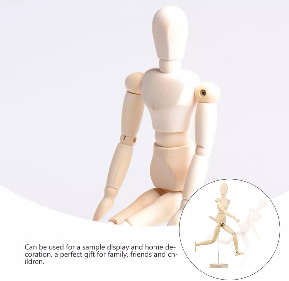 2 Pack Drawing Mannequin,8in Mini Posable Wooden Figurines Dummy,Art Drawing Figure Model Dolls for Home Office Desk Décor Sketching Painting,Body Action Figure Artists Gifts